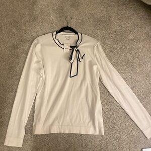 NWT J. Crew long sleeve white top with bow